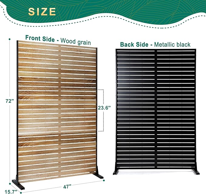 72" H×47" W Metal Outdoor Privacy Screen Freestanding, Outdoor Privacy Screens and Panels for Patio Lawn Deck, Decorative Fence(Consists of 3 Panels)