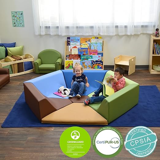 Children's Factory Woodland Hollow Kids Reading Nook, Toddler Modular Couch for Daycare, Classroom, Preschool Furniture