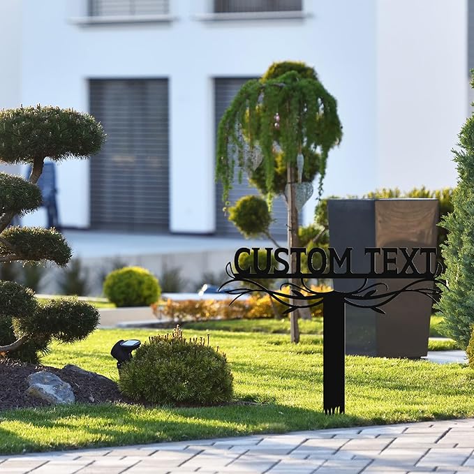 Personalized Metal Text Garden Sign with Stake, Custom Garden Decor for Outdoor, Custom Family Name Sign, Large Patio Decorations, Lawn Art, Farmhouse Decorative, Housewarming Gift