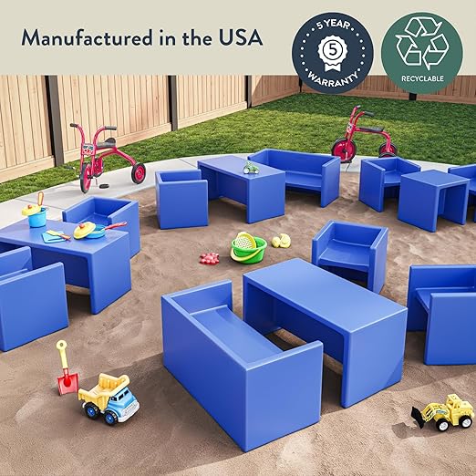 Children's Factory 3-in-1 Cube Chair for Kids, Flexible Seating Classroom Furniture, 1-Pack, Blue