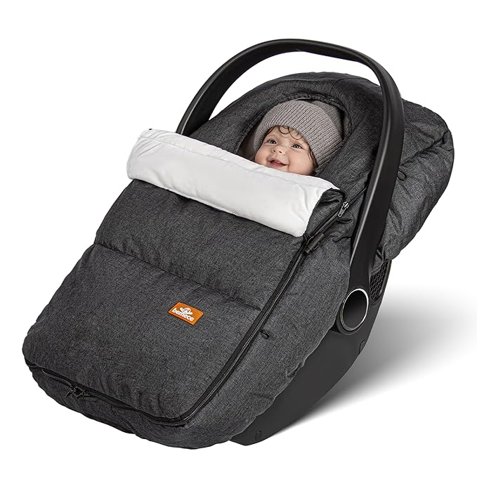 bemece Winter Baby Car Seat Cover, Universal Warm Infant car seat Cover with Zip, Waterproof & Windproof, Machine Washable
