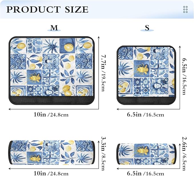 CHIFIGNO Pack of 2 Seat Belt Covers Sicilian Style Blue White Car Seat Belt Pad Fashion Shoulder Pad Auto Interior Accessories for Adults Kids Women Men