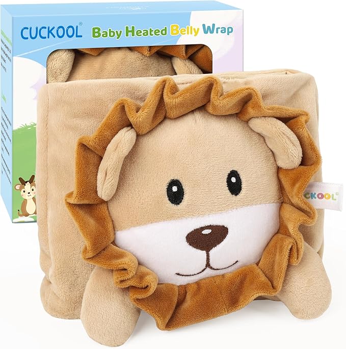 Baby Colic and Gas Relief, Heated Tummy Wrap for Newborns Belly Relief by Soothing Warmth, Baby Heating Pad Swaddling Belt Relief & Soothe Gas, Colic and Upset Stomach in Babies and Toddlers (Lion)