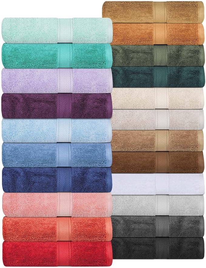 SUPERIOR Egyptian Cotton Pile 8 Piece Towel Set, Includes 2 Bath, 2 Hand