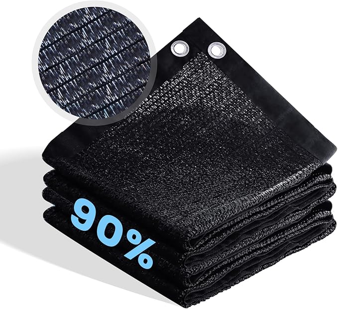 90% Shade Cloth for Garden, Customizing Outdoor Sun Shade Netting with Reinforced Grommets, Pergola Shade Cover Mesh Tarp for Plants Patio Greenhouse Chicken Coop, 9x17 FT, Black