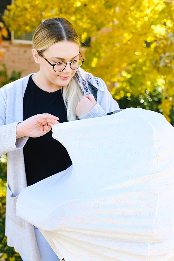 Baby Car Seat Cover Canopy and Nursing Cover Multi-Use Stretchy 5 in 1 Gift Lola by Copper Pearl