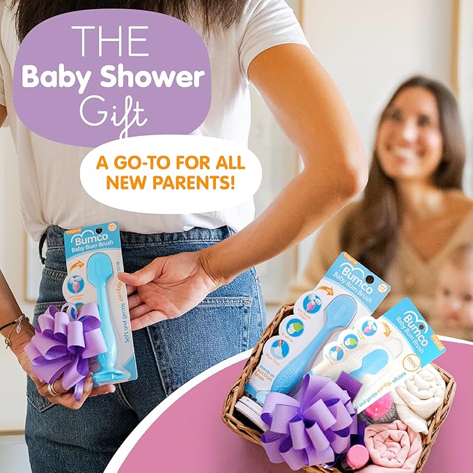 Bumco Baby Bum Brush + Mini Diaper Cream Spatula with Case - BPA-Free Butt Spatula Baby, Soft Diaper Spatula, Baby Diaper Cream Applicator, Mom-Invented Diaper Bag Essentials, Butt Spatula
