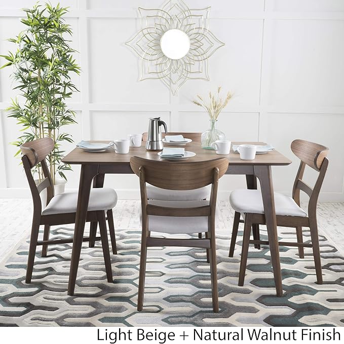 Christopher Knight Home Idalia 50" Rectangular Dining Set, 5-Pcs Set, Natural Walnut / Light Beige