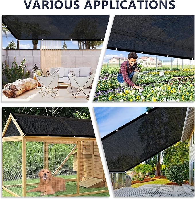 VICLLAX 70% Shade Cloth, 6x10FT Durable Black Mesh Trap with Every 3 FT Grommet, Sun Shade Fabric Netting for for Plants Cover, Greenhouse, Chicken Coop, Barn Kennel, Garden Patio