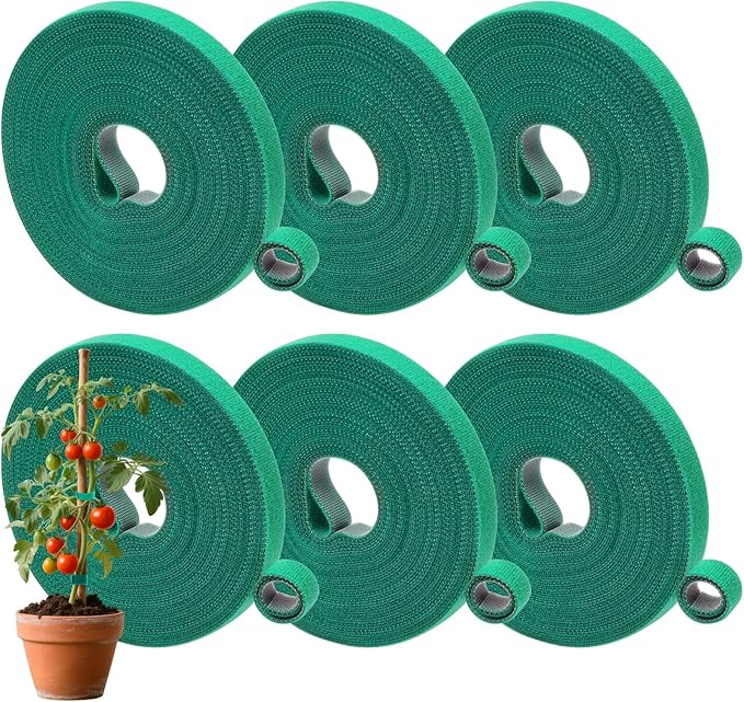 6 Rolls Garden Tie Tape, 196.8 Ft Lawn Plant Ties, Reusable Plant Garden Ties, 1/2''Plant Tape for Climbing Plants, Adjustable Plant Straps for Gardening, Home, Office (196.8 Feet)