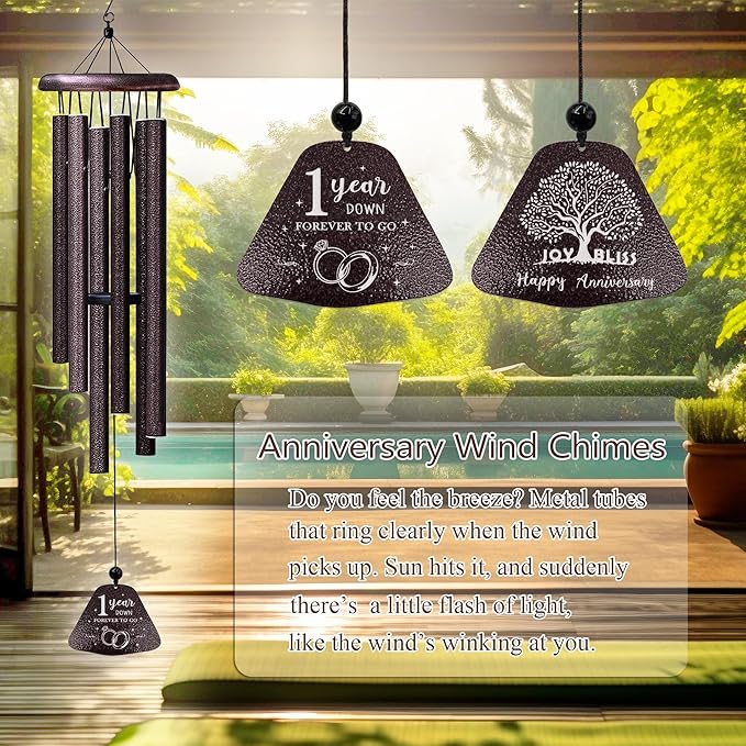 1 Year Anniversary Wedding Gifts for Boyfriend/Girlfriend 32” Wind Chimes, One/1st/First Year Anniversary Wind Chimes Gifts for Men Her Wife Husband