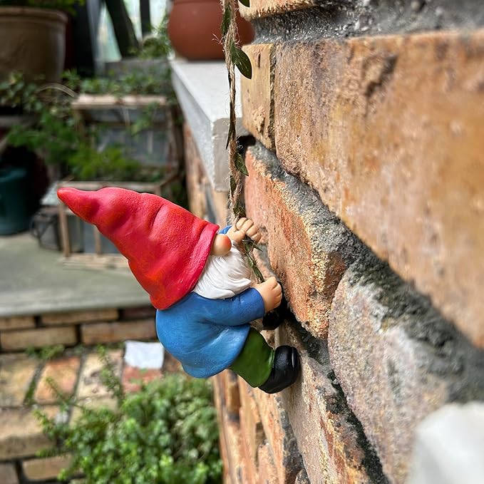 Hanging Gnome Garden Statue Decoration,Climbing Gnomes Statue Figurine Ornament for Indoor Outdoor Home Garden Decor