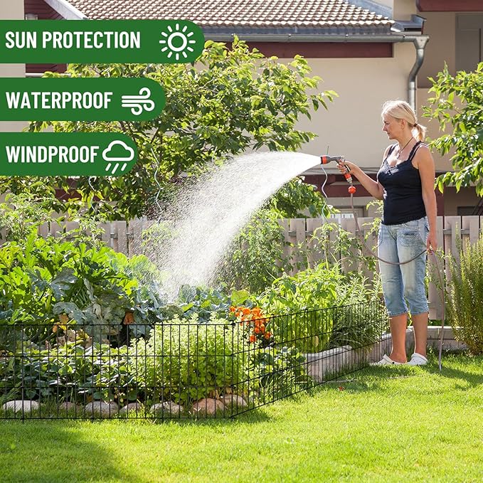 25 Panels Animal Barrier Fence - No Dig Rustproof Metal Garden Fencing, 17in H x 27ft L, Decorative Outdoor Fence for Rabbits Dogs, Durable Protection for Flower Beds and Patios
