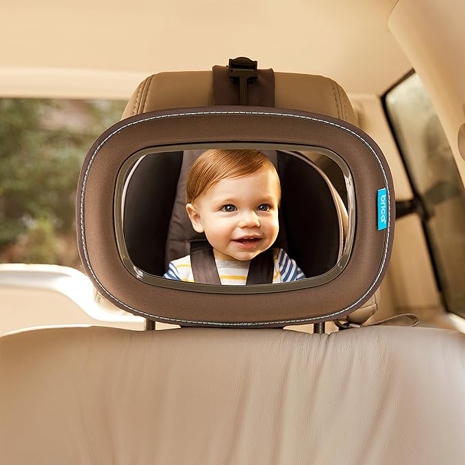 Munchkin Baby Car Mirror for Rear Facing Car Seats, Clear View Baby in-Sight Auto Mirror, Dark Grey
