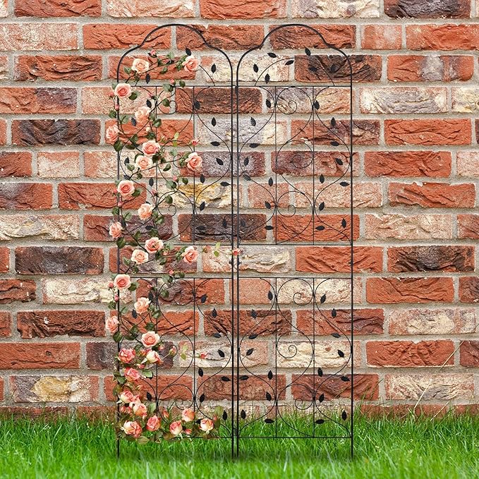 hogardeck 4 Packs 84 * 19 inch Metal Garden Trellis for Climbing Plants Outdoor,Heavy Duty,Black Coating Rustproof Trellis for Rose, Vegetable, Flowers, Expandable,Perfect for Training Climbing Plants