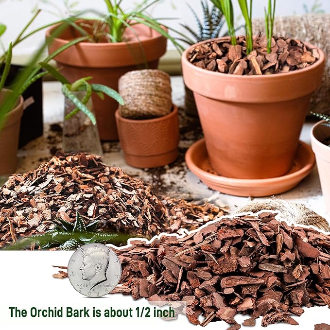 6qt Organic Orchid Potting Bark -Natural Mulch for Potted Plants, Root Development of Orchid Plants and Garden Soil Amendment Mix