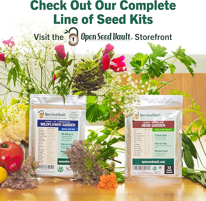 Open Seed Vault 15,000 Non GMO Heirloom Vegetable Seeds for Planting Vegetables and Fruits - 32 Variety Pack of Vegetable Seeds for Gardening, Survival Gear, Seed Vault Emergency Supplies Kit