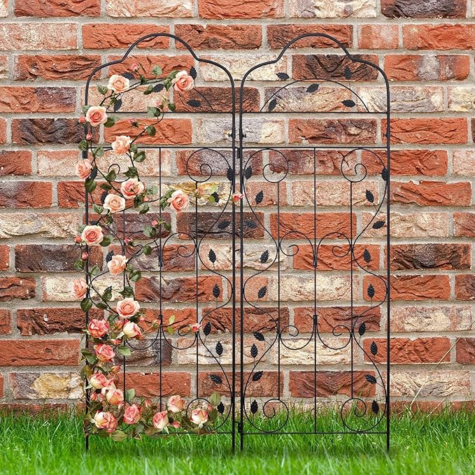 hogardeck 4 Packs 60 * 18 inch Metal Garden Trellis for Climbing Plants Outdoor,Heavy Duty,Black Coating Rustproof Trellis for Rose, Vegetable, Flowers, Expandable,Perfect for Training Climbing Plants