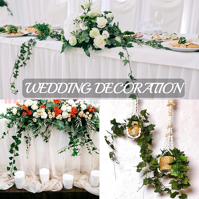 Sggvecsy 3 Pcs Artificial Ivy Vines Kit 6.4Ft Odorless Silk Ivy Garland with Green Leaves Fake Hanging Plants Artificial Greenery Decor for Wedding Home Wall Party Indoor Outdoor Decoration