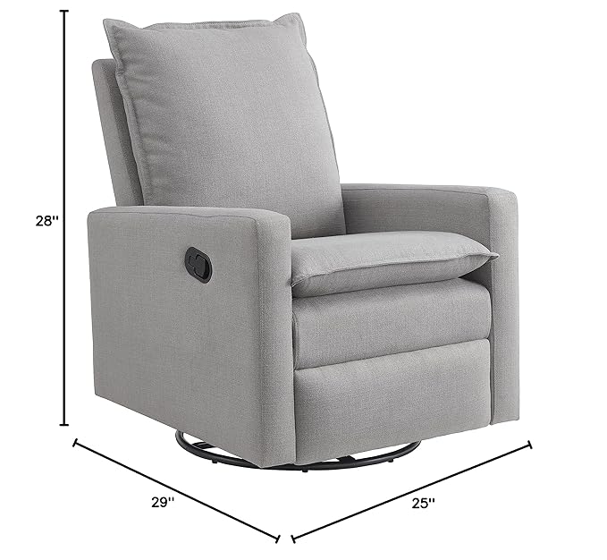 Oxford Baby Uptown Upholstered Swivel Glider and Recliner Nursery Chair, Gray