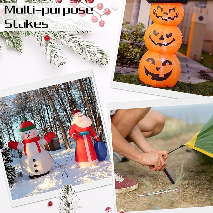 Aodaer 16 Pieces Plastic Inflatable Stakes 8.8 Inch Christmas Halloween Yard Stakes Heavy Duty Anchor Replacement Inflatable Accessories for Garden Outdoor Inflatable Decorations, Black