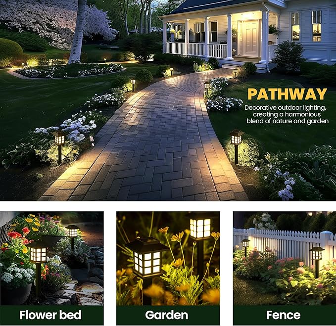 GIGALUMI Solar Outdoor Lights,12 Pack LED Solar Lights Outdoor Waterproof, Solar Walkway Lights Maintain 10 Hours of Lighting for Your Garden, Landscape, Path, Yard, Patio, Driveway