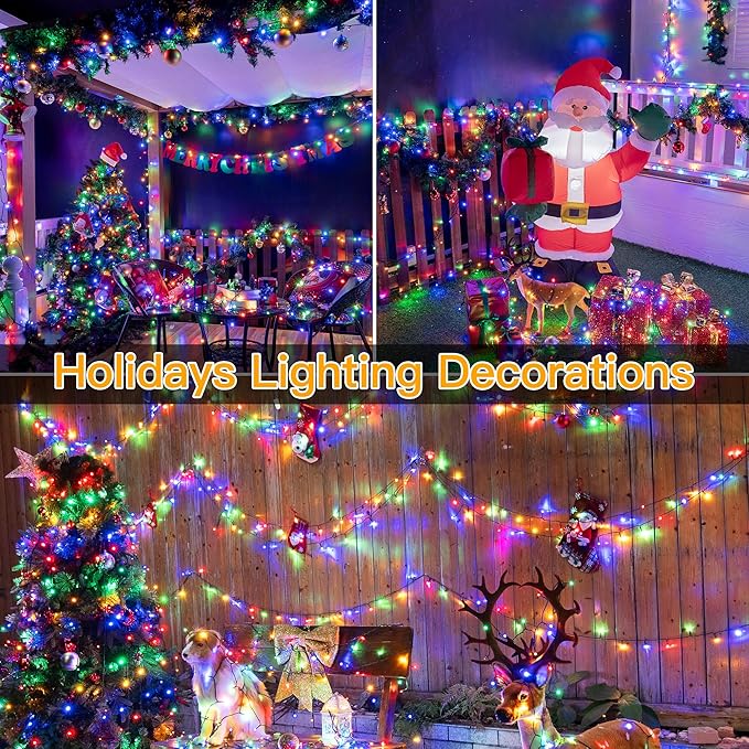 Ollny Christmas Lights, 500LED 164FT Long Christmas Tree Lights with 8 Modes Remote Timer IP44 Waterproof, Outdoor Christmas Lights for Tree House Yard Outside Xmas Decorations Multicolor