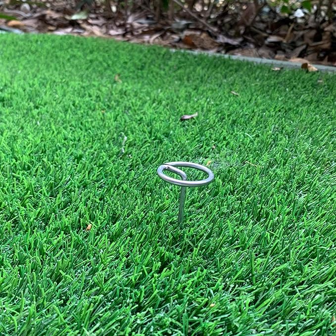 Palmhomee Garden Staples Anti-Rust Galvanized Garden Stakes Circle Top Landscape Pins Ground Cover Fabric Stakes Securing Lawn Fabric Weed Barrier (6 inches - 200 Pieces)