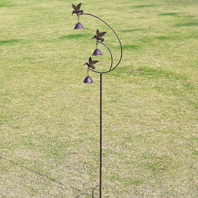 Gardens Metal Hummingbirds with Bells for Outside Garden Art,Decorative Garden Stakes