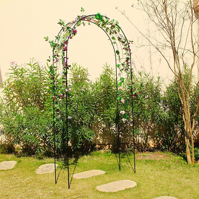Garden Arch, 94.5" High x 47.2" Wide, Garden Arbor for Various Climbing Plant, Iron Archway Decorative for Outdoor Garden Lawn Backyard Decor Black