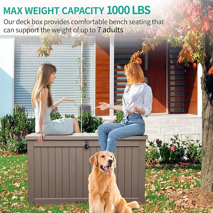 YITAHOME 230 Gallon Outdoor Storage Deck Box, Weather-Resistant Resin, Versatile for Patio Furnishings, Outdoor Cushions, Garden Tools, and Sports/Pool Gear, Taupe