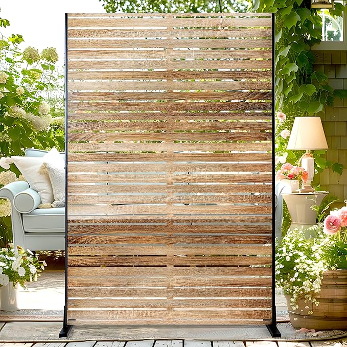 72" H×47" W Metal Outdoor Privacy Screen Freestanding, Outdoor Privacy Screens and Panels for Patio Lawn Deck, Decorative Fence(Consists of 3 Panels)