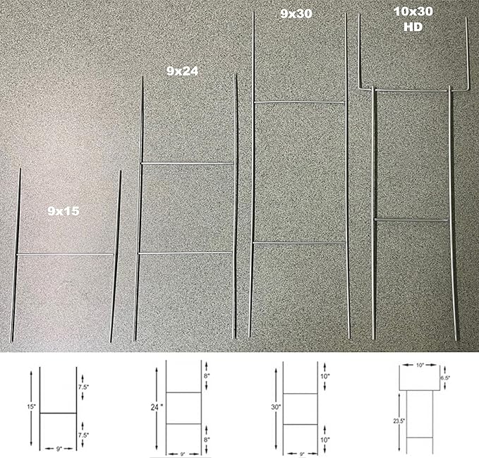 Yard Sign Stakes, 24 inch Standard Size H Stakes, American Made, Overlap Weld for Maximum Strength, Galvanized Steel (50)