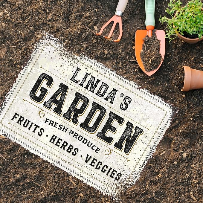 Custom Garden Fresh Produce Sign, Personalized Rustic Name for Backyard, Farm and Christmas Décor Sign, 10x14 Inches, Rust Free .040 Aluminum, Fade Resistant, Made in USA by Sigo Signs