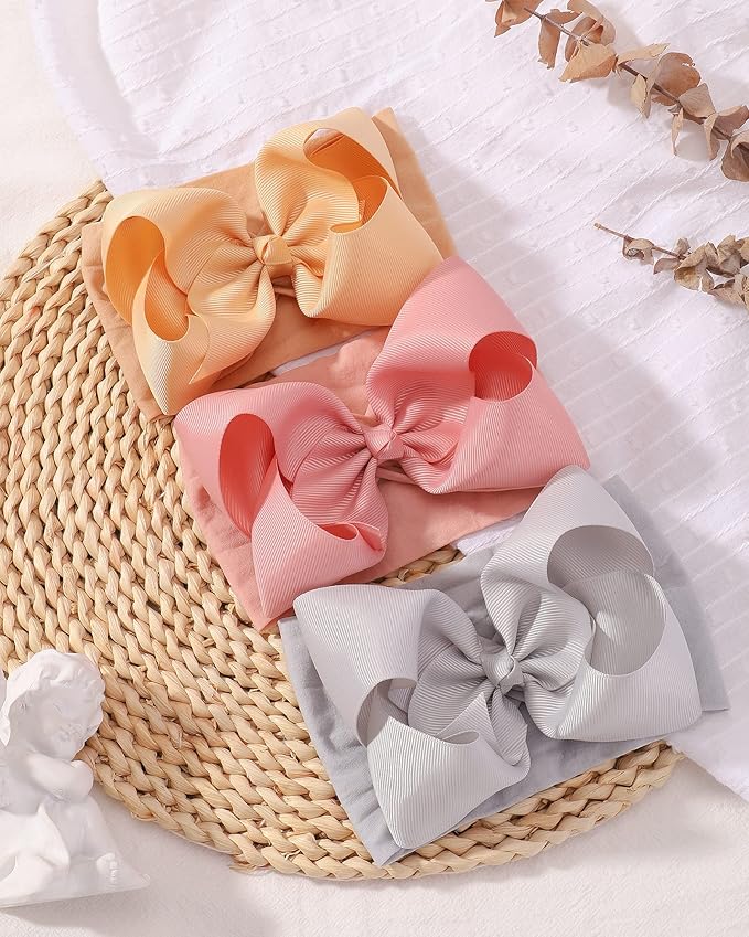 doboi 20pcs Baby Girl Bows Baby Headbands Hair Accessories Big Bows for Baby Girls Infant Newborn Toddler Baby Bows and Nylon Headbands