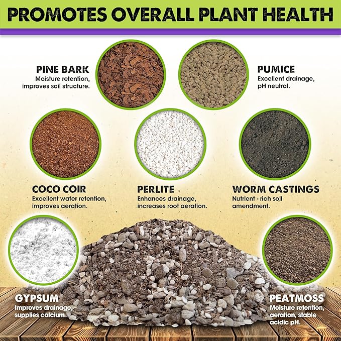 DUSPRO Recycle Pre-Mixed House Plant Soil Aroid Potting Mix 7-in-1 with Coco Coir, Peat Moss, Perlite, Worm Casting, Pumice, Pine Bark & Gypsum, Tropical Potting Mix for Indoor Plants, Herbs 2QRT