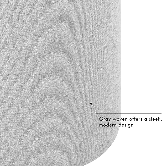 HomePop Storage Ottoman with Wood Top - Light Gray Textured Woven