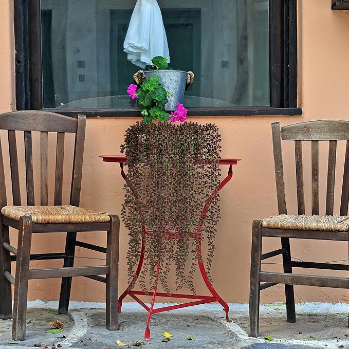 3PCS Orange Artificial Succulents Hanging Plants,27.5 Inch Fake String of Pearls Greenery Plants 5 Branches for Autumn Home Garden Office Balcony Wall Indoor Outdoor Fall Decoration,Orange