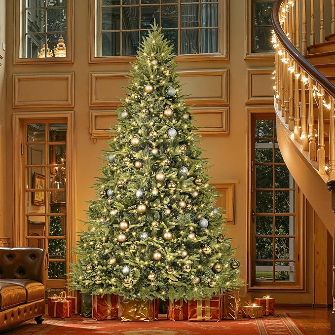 HOLLO STAR 12 ft Prelit Christmas Tree with 1800 LED Lights, App Control, Aspen Artificial Christmas Tree, Multi-Color RGBW Lights, 8334 PE & PVC Branch Tips, for Villa, Mall, Party