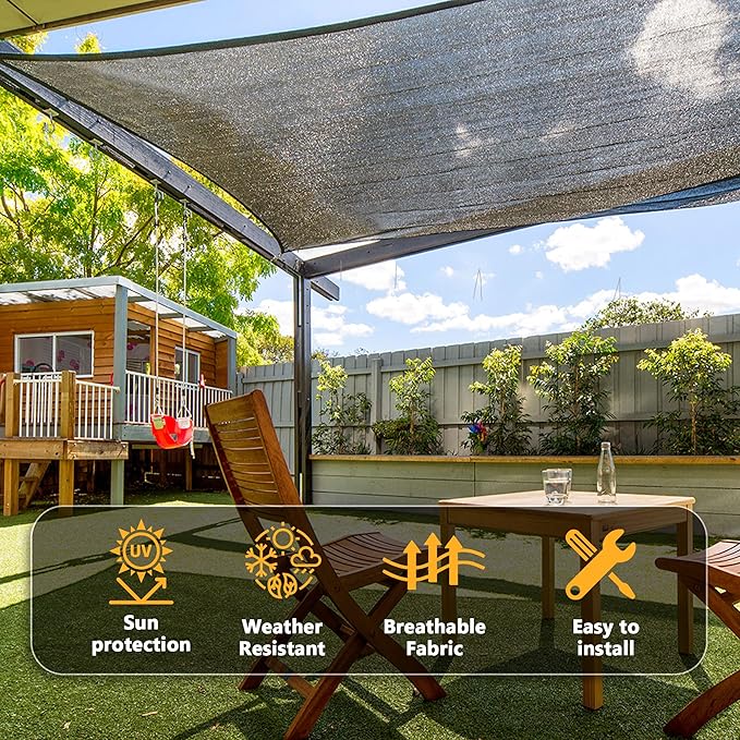 VICLLAX 50% Shade Cloth, 9x11FT Durable Black Mesh Trap with Every 3 FT Grommet, Sun Shade Fabric Netting for for Plants Cover, Greenhouse, Chicken Coop, Barn Kennel, Garden Patio