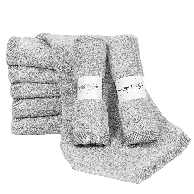 Sweet Child 8-Pack Baby Washcloths -Super Soft Rayon Washcloth, Baby Wash Cloths for Newborn,Infants and Kids, Bath Baby Towels, Body and Face Towel, Face Cloths for Washing Face