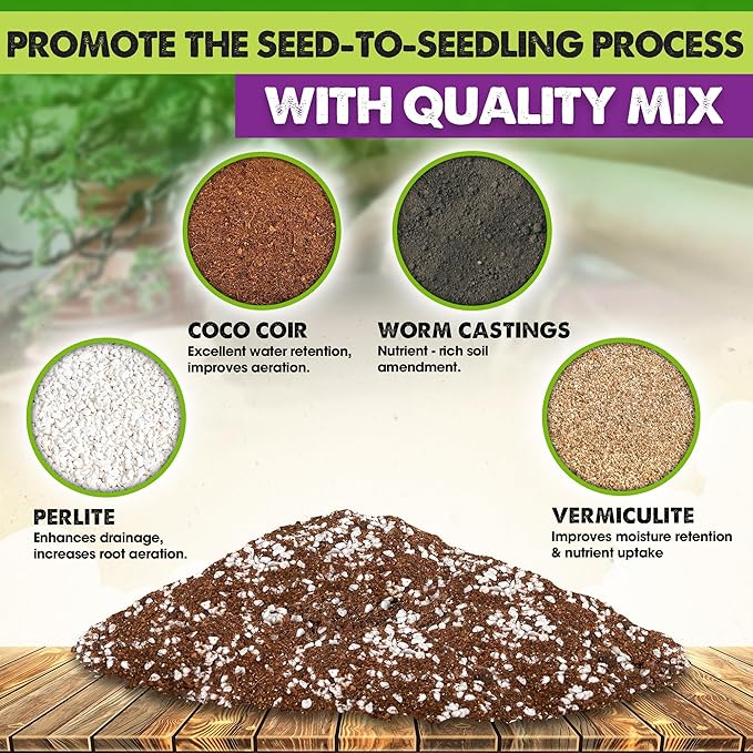 DUSPRO Recycle 4 QRT Seed Starter Soil Pre-Mixed Seed Starting Mix for Young Plant Seeds, Soilless Formula Moisture Retention, Aeration & Nutrient Seed Starting Soil 4in1