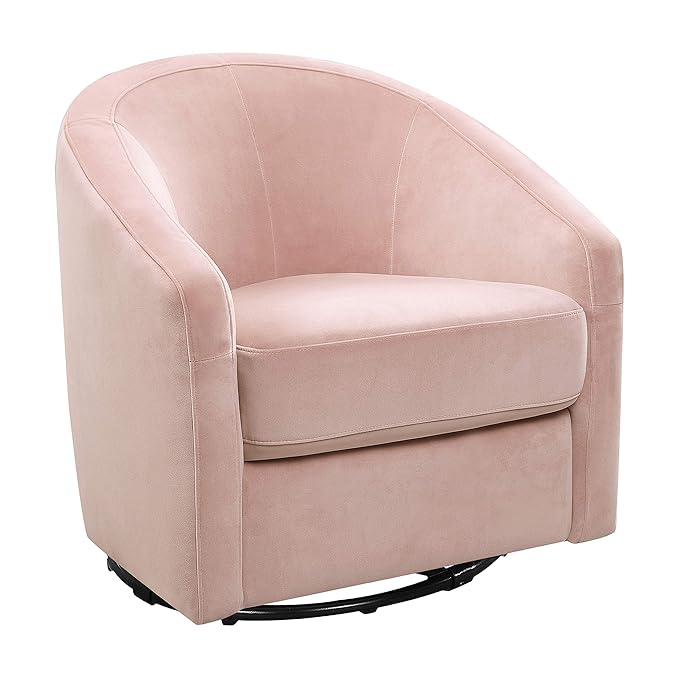 babyletto Madison Swivel Glider in Blush Pink Velvet, Greenguard Gold and CertiPUR-US Certified