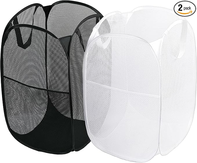 2 Pack Laundry Basket, Foldable Mesh Pop-up Laundry Hamper