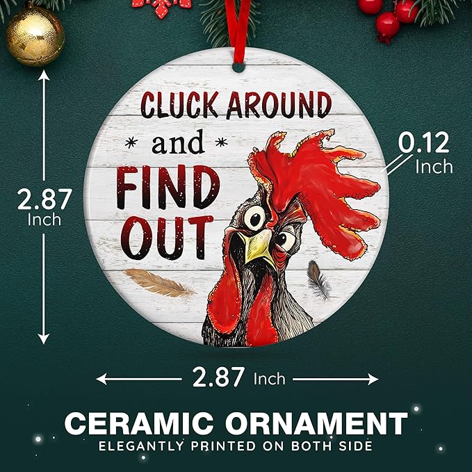 Rooster Ornament - Chicken Ornaments for Christmas Tree, Farm Animal Ornament, Yearly Collection 2025, Ideal for Hangings On Christmas Chicken Tree, Coop-Themed Ornaments