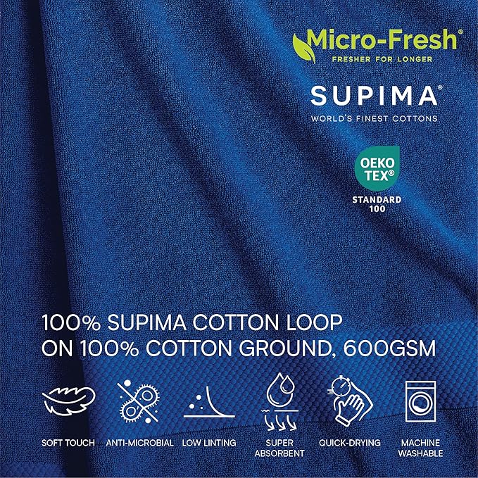 Lacoste Heritage 100% Supima Cotton Tub Mat, Surf Blue, Premium Super Soft Bath